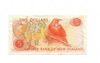 BANK OF ZEALAND 5 DOLLARS 1975 - 1977 VF 2