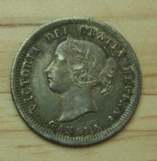 1858 Canada 5 Cents Silver Coin - Km 2 -