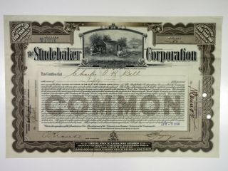 Nj.  Studebaker Corp. ,  1925 I/u 50 Shares Stock Cert Brown,  Xf Abnc