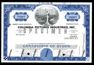 Columbia Pictures Industries,  Inc. ,  1979 Specimen Stock