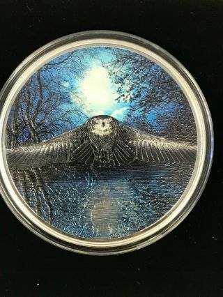 Ivory Coast 2017 2000 Francs Nocturnal Owl Night Hunters 3oz Bu Silver Coin