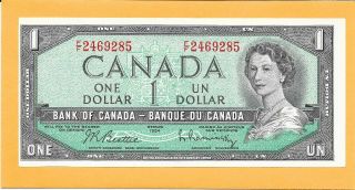 1954 Canadian 1 Dollar Bill F/f2469285 Crisp (unc) Off Cut