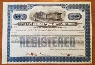 The York,  Haven & Hartford Railroad Company Bond Stock Certificate