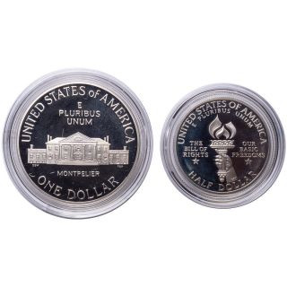 1993 Bill of Rights Silver Commemorative 2 Coin Set 2