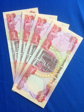 100,  000 Iqd (dinar) - (4) 25,  000 Iraqi Dinar Notes - Authentic - Fast Delivery
