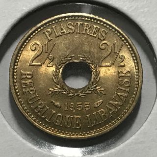 Lebanon 1955 2 1/2 Piastres Brilliant Uncirculated Coin