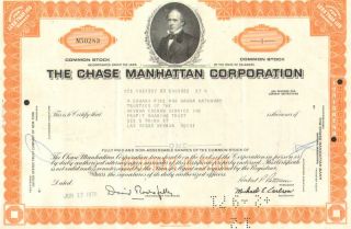 Chase Manhattan Corporation 1970s David Rockefeller Stock Certificate
