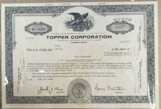 Topper Corporation - Johnny Lightning And Dawn Doll Toy Maker Stock Certificate