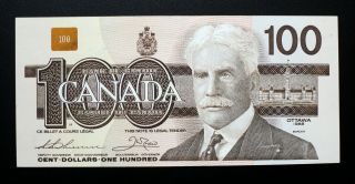 1988 Bank Of Canada $100 Dollars Thiessen & Crow Bje6218650 Bc - 60a - I (unc)