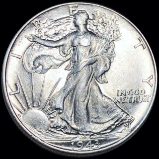1943 Walking Half Dollar Highly Uncirculated Liberty Silver Collectible Coin Nr