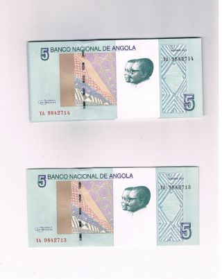 Angola Not In Pick 25x5 Kwanzas 2012 Unc Consecutive Numbers