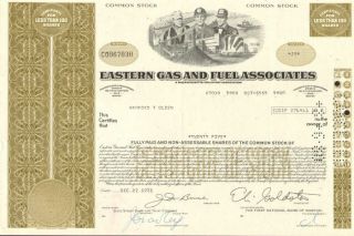 Eastern Gas & Fuel Boston Gas Stock Certificate Share