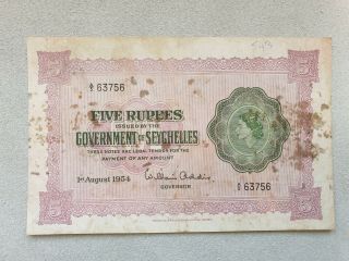 5 Rupees 1954 Seychelles Banknote