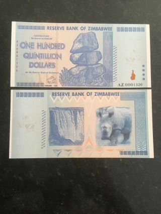 Zimbabwe 100 Quintillion Series,  2008 P - 91q 2