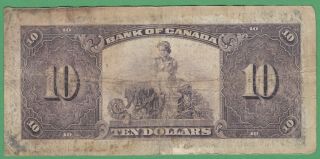 1935 Bank of Canada $10 Dollar Note - A148314 - VG 2