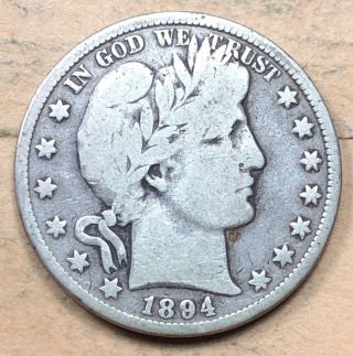 1894 - P Barber Half Dollar Vg