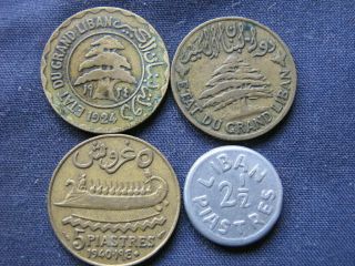 Lebanon - Small Selection Of Coins Including Scarce Wartime 2½ Piastres (wwii)
