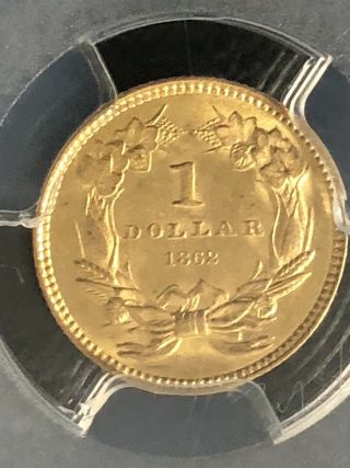 1862 GOLD DOLLAR,  TYPE 3,  PCGS MS 63,  INDIAN PRINCESS ⭐️⭐️⭐️⭐️⭐️ 2