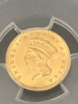 1862 GOLD DOLLAR,  TYPE 3,  PCGS MS 63,  INDIAN PRINCESS ⭐️⭐️⭐️⭐️⭐️ 7