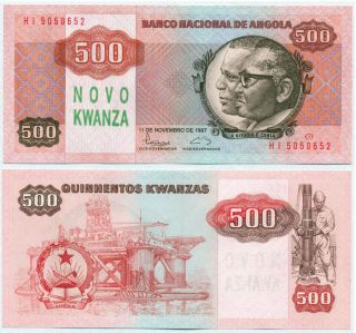 Angola Note 500 Novo Kwanzas On 500 Kwanzas 1987 (1991) P 123 Unc