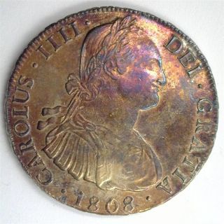 Bolivia 1808 - Pts Pj Silver 8 Reales Near Choice Uncirculated
