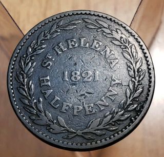 1821 St Helena 1/2 Half Cent World Coin