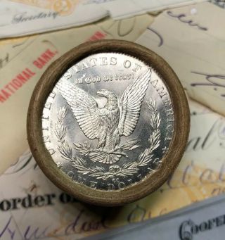 (one) Uncirculated $10 Silver Dollar Roll Cc - And O - Morgan Dollar Ends