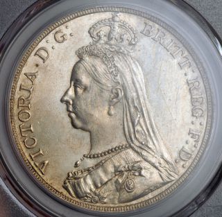 1889,  Great Britain,  Queen Victoria.  Silver " Jubilee Bust " Crown.  Pcgs Ms - 62