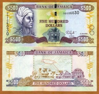 Jamaica,  $500,  2018,  P - 85 -,  Unc