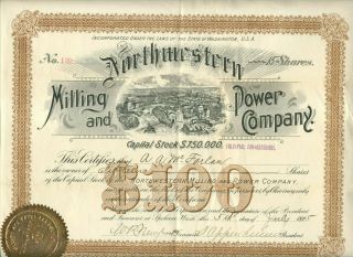 1895 Northwestern Mining And Power Company Washington Stock Certificate