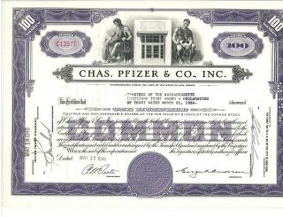 Stock Certificate Of Pfizer