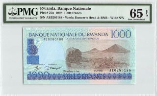 Rwanda 1998 P - 27a Pmg Gem Unc 65 Epq 1,  000 Francs