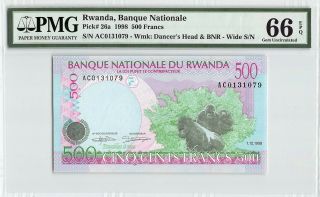 Rwanda 1998 P - 26a Pmg Gem Unc 66 Epq 500 Francs