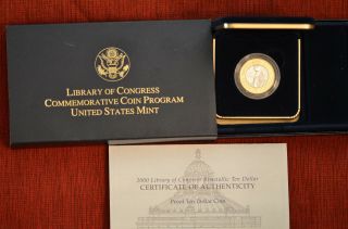 2000 W Library Of Congress Bimetallic $10 Proof Coin