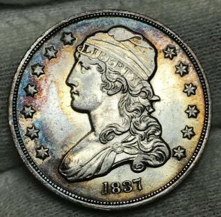 1837 Capped Bust Quarter Xf,  \au Absolute Toned Beauty