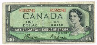 1954 Canada One Dollar Note 