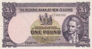 Nz 1 Pound Banknote Hanna (1940 - 55) P.  159a Good Very Fine