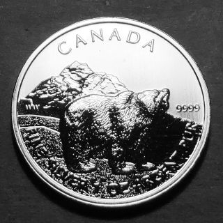2011 Canada $5 Dollar Grizzly Bear 1 Ounce.  999 Silver Coin