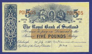 Uncirculated 5 Pounds 1952 Banknote From Scotland