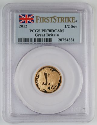Great Britain 2012 1/2 Half Sovereign Proof Gold Coin Pcgs Pr70 Dcam Pf70 Scarce