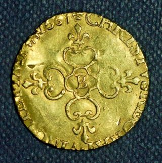 France Louis Xiii Gold Coin Ecu D 