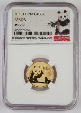 China 2015 100 Yuan 1/4 Oz 999 Gold Chinese Panda Coin Ngc Ms69