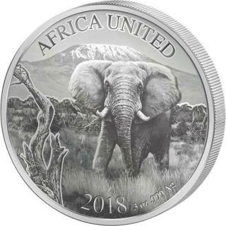 2018 3 Oz Africa United Elephant Silver Proof Coin Ivory Benin Congo Mali Niger