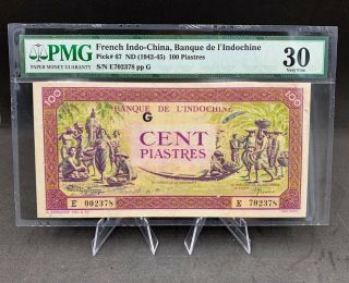 French Indochina 100 Piastres 1942 - 45 P - 67 Vf Pmg30