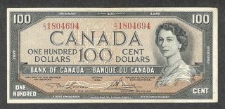 1954 $100.  00 Bc - 43c Vf Scarce Canada Qeii Old One Hundred Dollars
