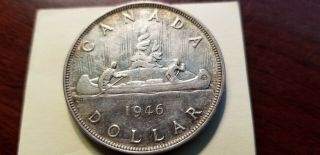 1946 Canadian Silver Dollar $1 About Uncirculated