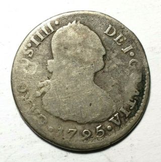 1795 Mexico Spanish - Colony 2 Reales.  Large 90 Silver Coin, .  2oz Asw Charles Iv