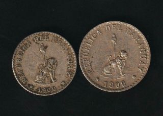 Paraguay 10 And 20 Centavos 1900,  Copper Nickel