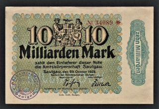 Vad - Saulgau - 10 Milliarden Mark Inflation Note - 1