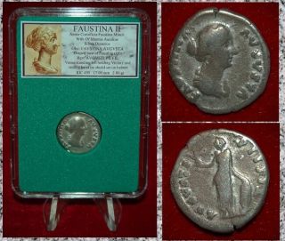 Ancient Roman Empire Coin Of Faustina Ii Venus Victory Reverse Silver Denarius
